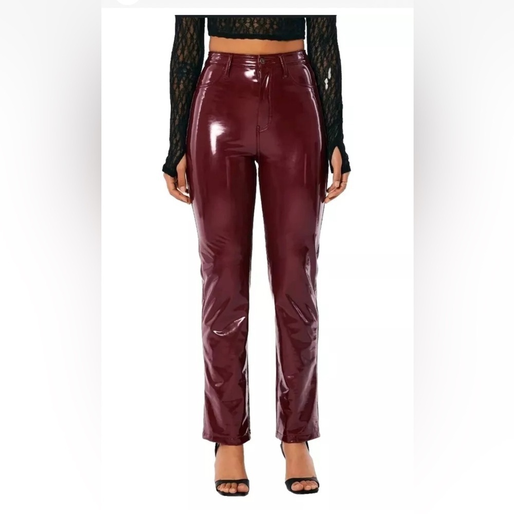 Social Tourist Faux Leather Deep Red Pants - WOMEN’S SIZE 16R (33W) - NWOT